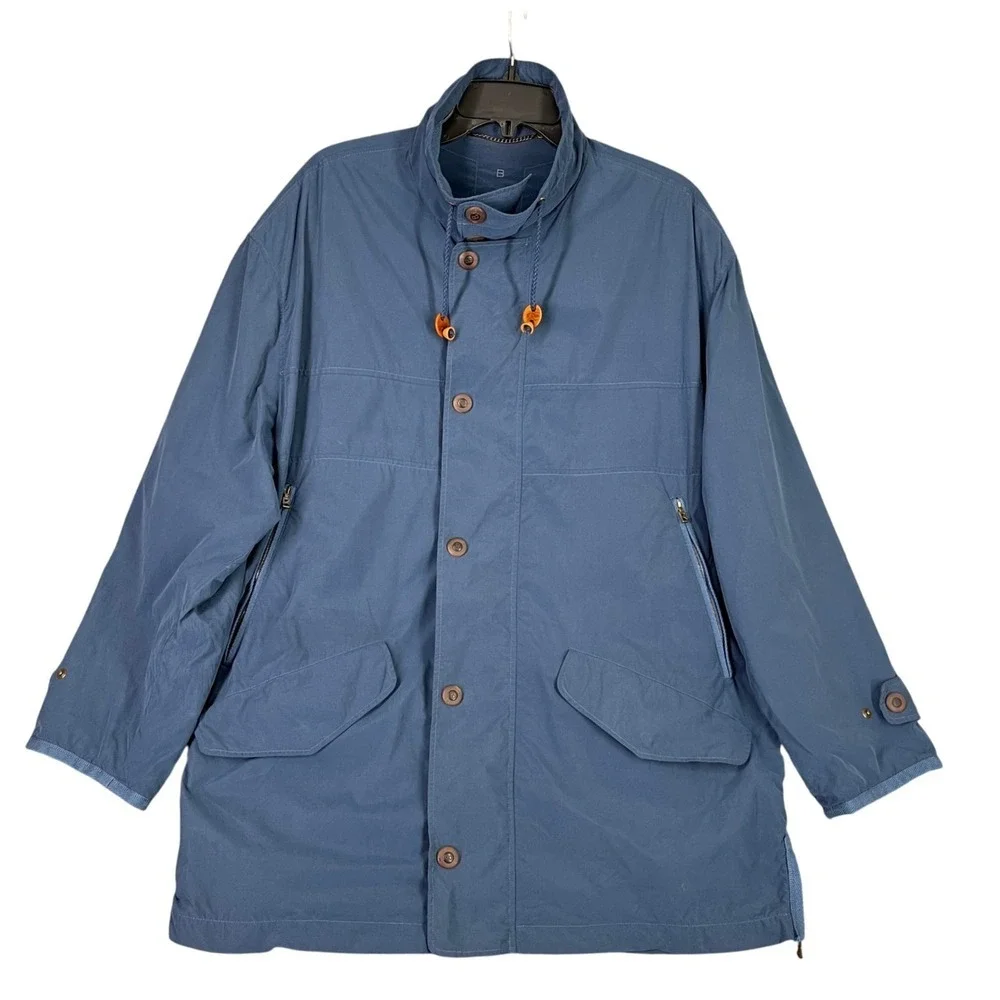 Bogner Jacket Mens‎ L Blue Lightweight Parka Hooded Rain Shell Premium Vintage